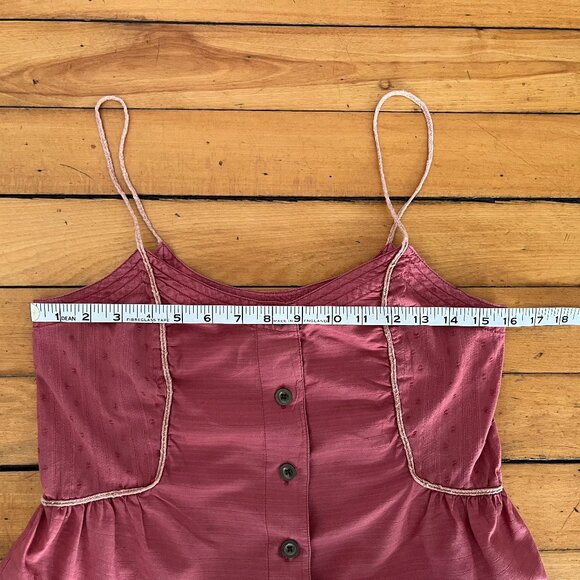 ecoté Button Front Gathered Cami with Spaghetti Straps, Size Small - Picture 8 of 9